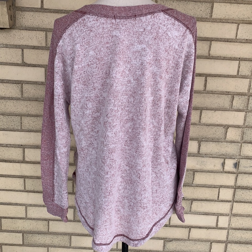 ❌DONATED❌Cherish Burgundy Contrast Long Sleeve Brushed Knit Top - Picture 6 of 10